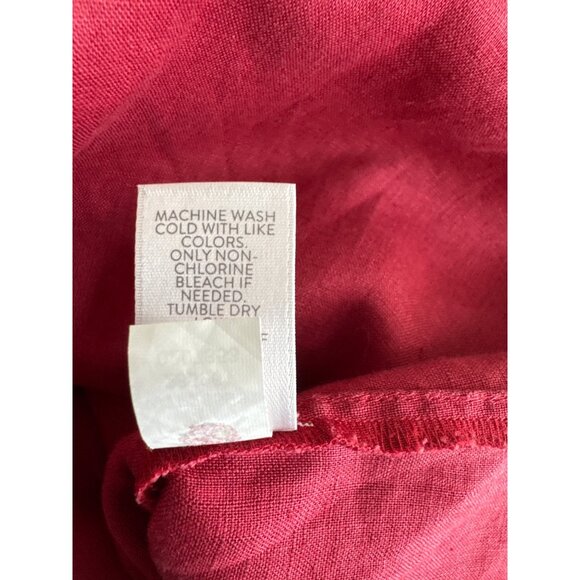 Love Linen Womens Red tunic Shirt size XL 100% Linen roll tab sleeves lagenlook - Picture 6 of 6